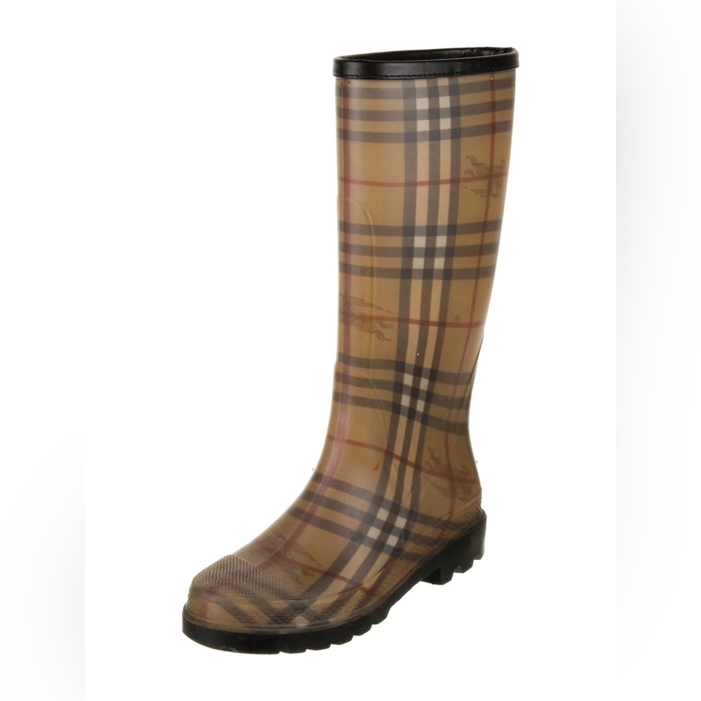 Authentic BURBERRY Haymarket Check Pattern Rubber Rain Boots